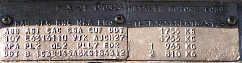 1C3BJ45A8KG184312